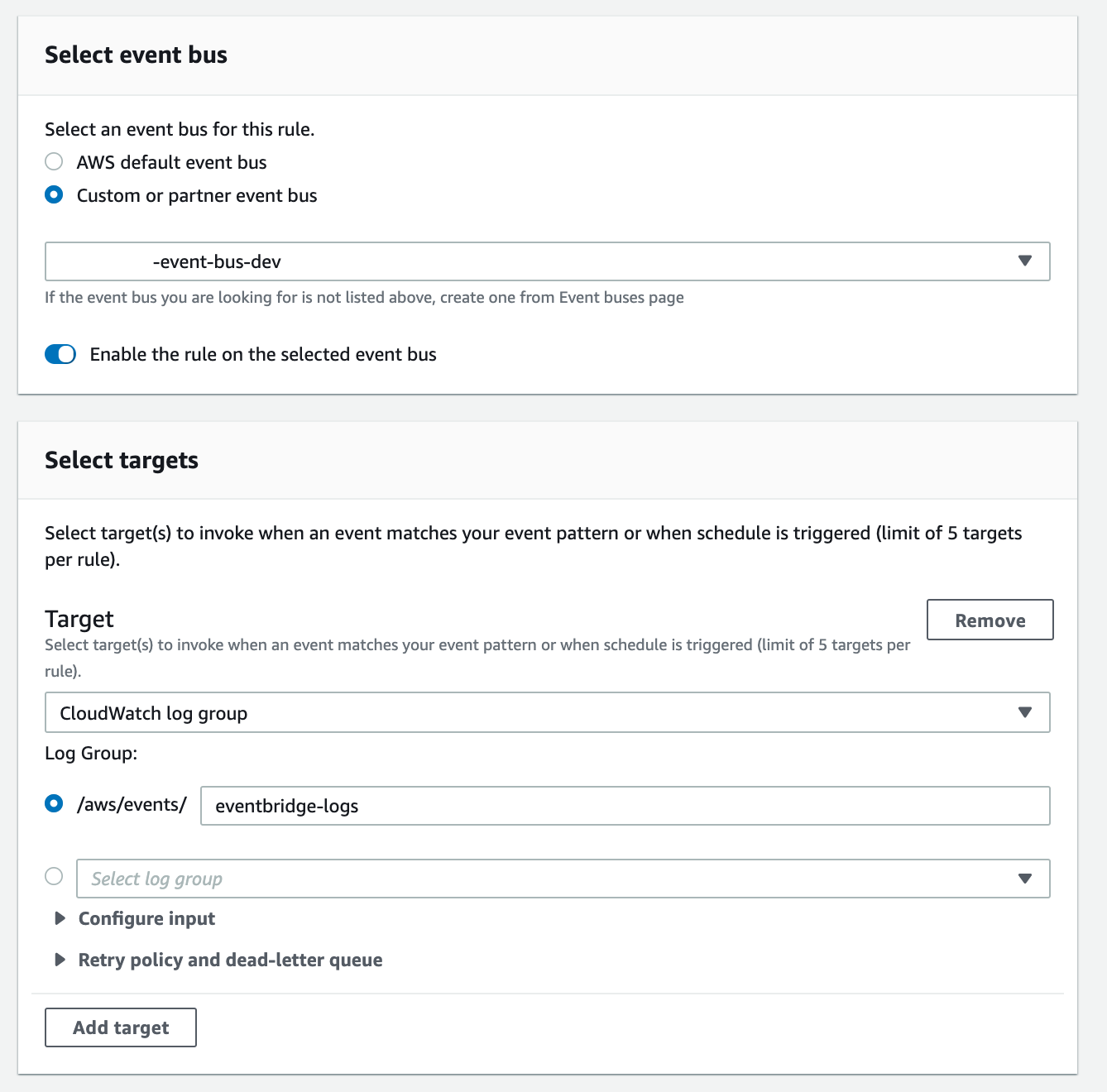 Eventbridge dashboard